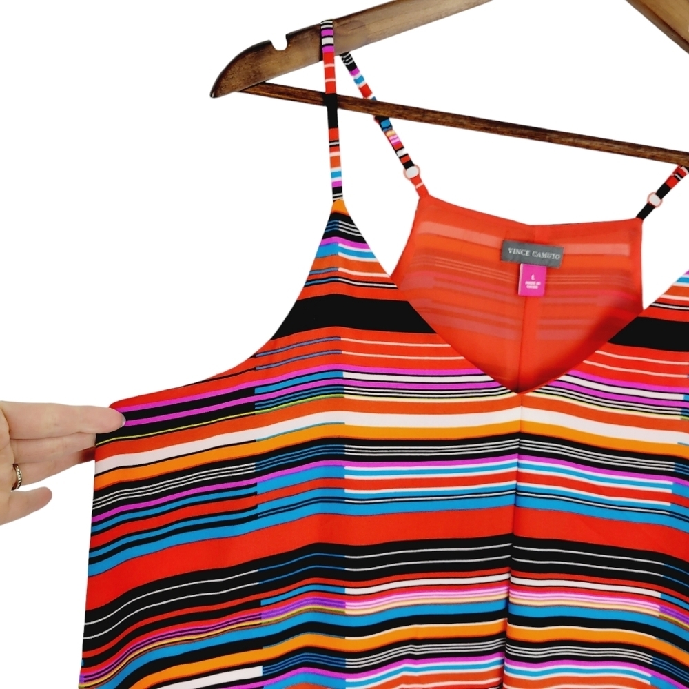 ❤️ Vince Camuto striped multicolored dress size L - Picture 4 of 14